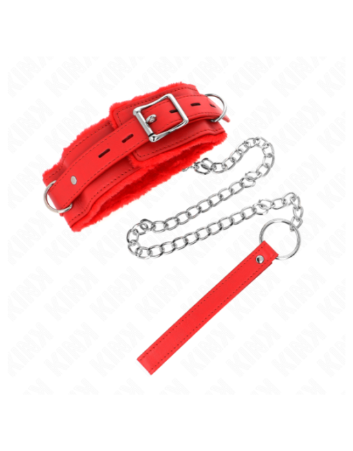 KINK - COLLARE CON GUINZAGLIO 65 CM CON RESTRIZIONI ROSSO 36-42 CM X 5,5 CM