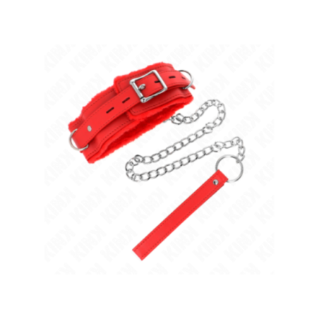 KINK - COLLARE CON GUINZAGLIO 65 CM CON RESTRIZIONI ROSSO 36-42 CM X 5,5 CM