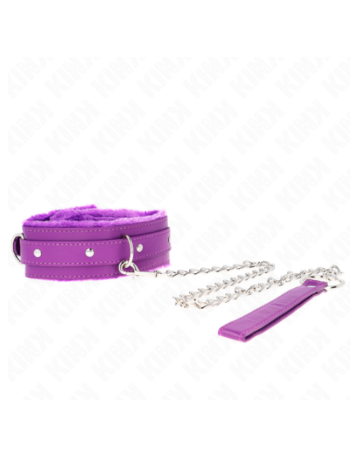 KINK - COLLARE CON GUINZAGLIO 65 CM CON RESTRIZIONI VIOLA 36-42 CM X 5,5 CM