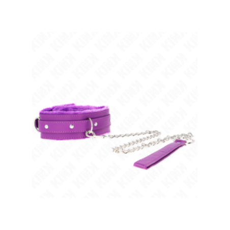 KINK - COLLARE CON GUINZAGLIO 65 CM CON RESTRIZIONI VIOLA 36-42 CM X 5,5 CM