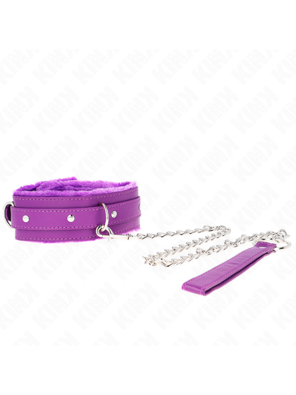 KINK - COLLARE CON GUINZAGLIO 65 CM CON RESTRIZIONI VIOLA 36-42 CM X 5,5 CM