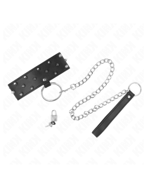 KINK - COLLANA CON GUINZAGLIO 65 CM CON BORCHIE IN ARGENTO MODELLO 5 REGOLABILE 36-43 CM X 5 CM