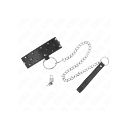 KINK - COLLANA CON GUINZAGLIO 65 CM CON BORCHIE IN ARGENTO MODELLO 5 REGOLABILE 36-43 CM X 5 CM