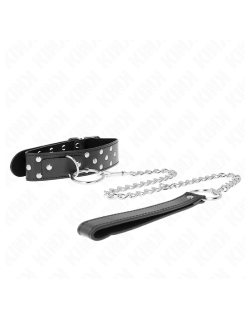 KINK - COLLANA CON CINTURINO AD ANELLO RIVETTO CON CINTURA 65 CM NERO REGOLABILE 36-50 CM X 3,8 CM
