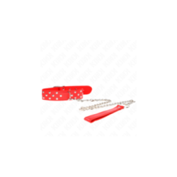KINK - COLLANA CON CINTURINO AD ANELLO RIVETTO CON CINTURA 65 CM ROSSO REGOLABILE 36-50 CM X 3,8 CM
