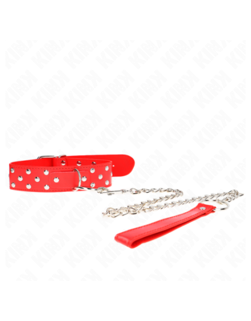 KINK - COLLANA CON CINTURINO AD ANELLO RIVETTO CON CINTURA 65 CM ROSSO REGOLABILE 36-50 CM X 3,8 CM