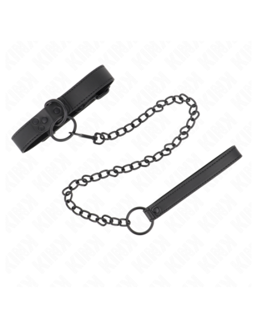 KINK - COLLARE CON GUINZAGLIO SCURO 65 CM REGOLABILE 37-54 CM X 3 CM