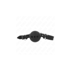 KINK - BAVAGLIO IN SILICONE INTERO 55 x 2 CM CON SFERA DA 4,5 CM MISURA M NERO REGOLABILE 35-51 CM
