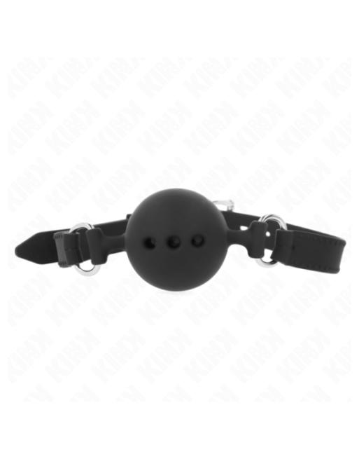 KINK - BAVAGLIO IN SILICONE INTERO 55 x 2 CM CON SFERA DA 4,5 CM MISURA M NERO REGOLABILE 35-51 CM