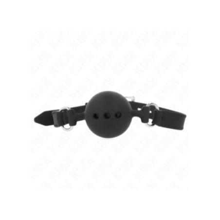 KINK - BAVAGLIO IN SILICONE INTERO 55 x 2 CM CON SFERA DA 4,5 CM MISURA M NERO REGOLABILE 35-51 CM