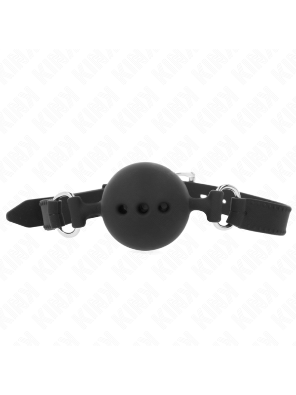 KINK - BAVAGLIO IN SILICONE INTERO 55 x 2 CM CON SFERA DA 4,5 CM MISURA M NERO REGOLABILE 35-51 CM