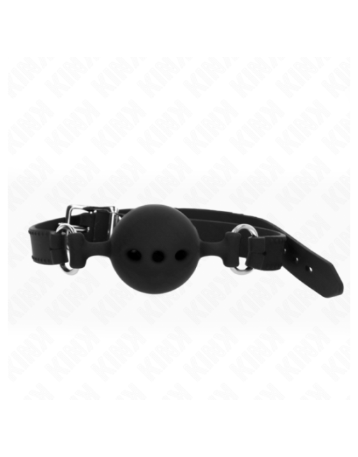 KINK - BAVAGLIO IN SILICONE INTERO 55 x 2 CM CON SFERA DA 5 CM MISURA L NERO REGOLABILE 35-51 CM
