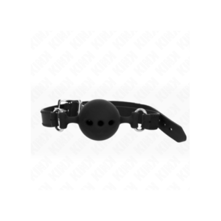 KINK - BAVAGLIO IN SILICONE INTERO 55 x 2 CM CON SFERA DA 5 CM MISURA L NERO REGOLABILE 35-51 CM