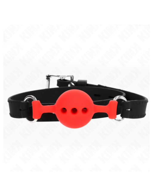 KINK - BAVAGLIO IN SILICONE INTERO 55 x 2 CM CON SFERA DA 4 CM MISURA S ROSSO REGOLABILE 35-51 CM