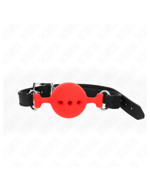 KINK - BAVAGLIO IN SILICONE INTERO 55 x 2 CM CON SFERA DA 4,5 CM MISURA M ROSSO REGOLABILE 35-51 CM