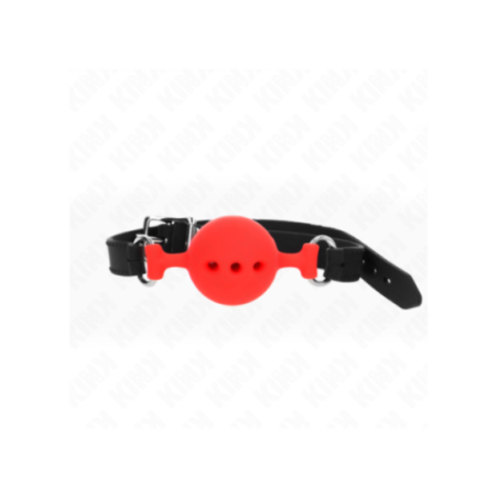 KINK - BAVAGLIO IN SILICONE INTERO 55 x 2 CM CON SFERA DA 4,5 CM MISURA M ROSSO REGOLABILE 35-51 CM
