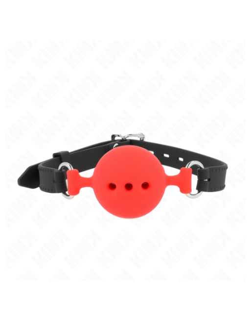 KINK - BAVAGLIO IN SILICONE INTERO 55 x 2 CM CON SFERA DA 5 CM MISURA L ROSSO REGOLABILE 35-51 CM