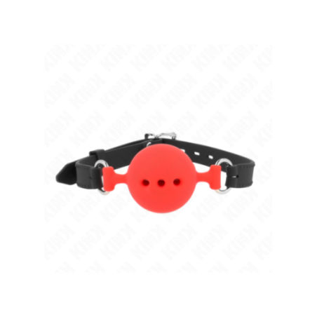 KINK - BAVAGLIO IN SILICONE INTERO 55 x 2 CM CON SFERA DA 5 CM MISURA L ROSSO REGOLABILE 35-51 CM