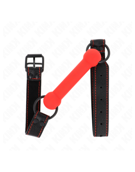 KINK - BONE GAG CON CINTURINO IN SIMILPELLE ROSSO REGOLABILE 41-57 CM