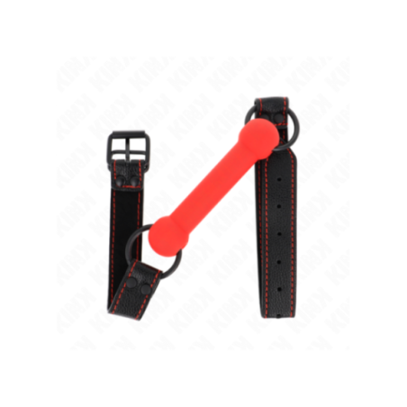 KINK - BONE GAG CON CINTURINO IN SIMILPELLE ROSSO REGOLABILE 41-57 CM