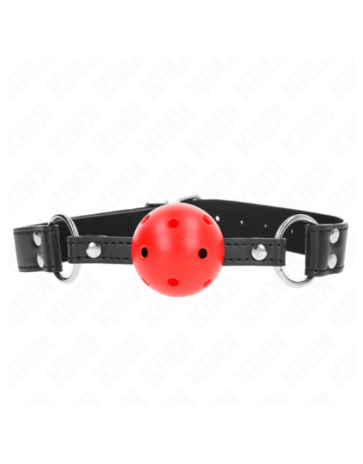 KINK - BAVAGLIO SFERA TRASPIRANTE 4 CM CON DOPPIO RIVETTO IN CUOIO 62,5 x 2,5 CM REGOLABILE 42-58 CM