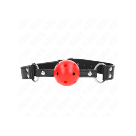 KINK - BAVAGLIO SFERA TRASPIRANTE 4 CM CON DOPPIO RIVETTO IN CUOIO 62,5 x 2,5 CM REGOLABILE 42-58 CM