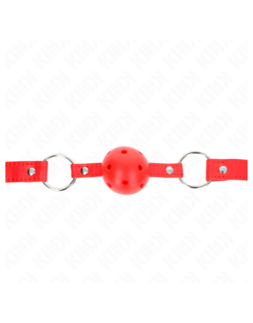 KINK - BAVAGLIO SFERA TRASPIRANTE 4 CM CON DOPPIO RIVETTO MODELLO 1 ROSSO 62,5 x 2,5 CM REGOLABILE 42-58 CM