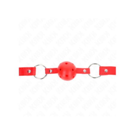 KINK - BAVAGLIO SFERA TRASPIRANTE 4 CM CON DOPPIO RIVETTO MODELLO 1 ROSSO 62,5 x 2,5 CM REGOLABILE 42-58 CM