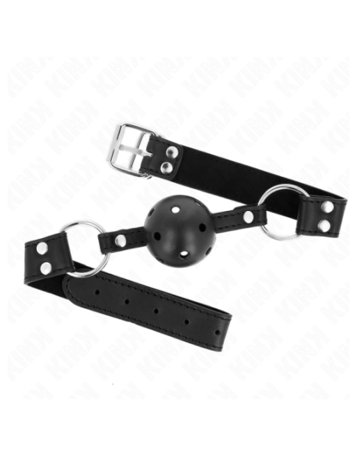 KINK - BAVAGLIO SFERA TRASPIRANTE 4 CM CON DOPPIO RIVETTO MODELLO 1 NERO 62,5 x 2,5 CM REGOLABILE 42-58 CM