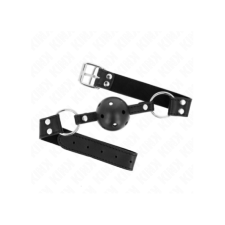 KINK - BAVAGLIO SFERA TRASPIRANTE 4 CM CON DOPPIO RIVETTO MODELLO 1 NERO 62,5 x 2,5 CM REGOLABILE 42-58 CM