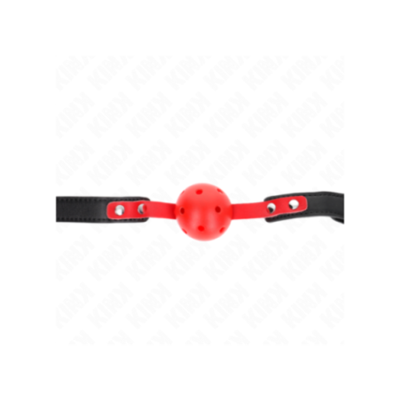 KINK - PALLA DURA CAVA ROSSA 4 CM GAG NERO CINTURINO 60 x 2 CM REGOLABILE 37-52 CM