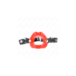 KINK - BAVAGLIO LIP 8 CM CON CINTURINO IN SIMILPELLE ROSSO 63 x 2 CM REGOLABILE 39-58 CM