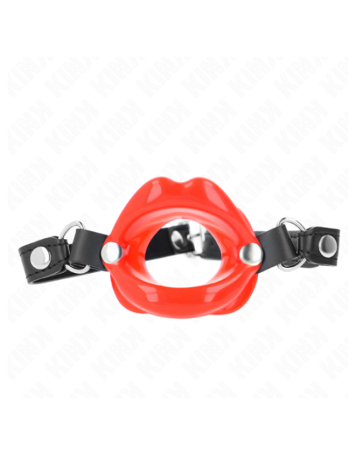 KINK - BAVAGLIO LIP 8 CM CON CINTURINO IN SIMILPELLE ROSSO 63 x 2 CM REGOLABILE 39-58 CM