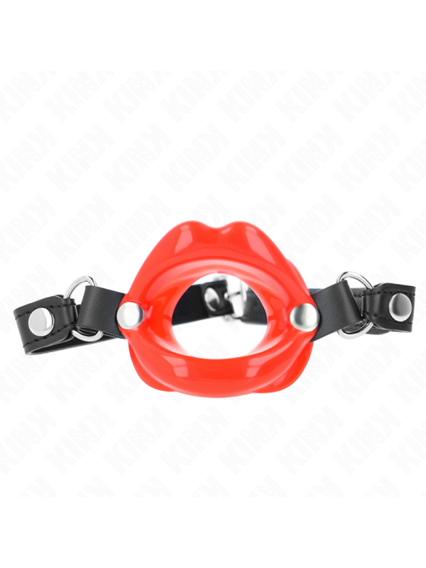KINK - BAVAGLIO LIP 8 CM CON CINTURINO IN SIMILPELLE ROSSO 63 x 2 CM REGOLABILE 39-58 CM