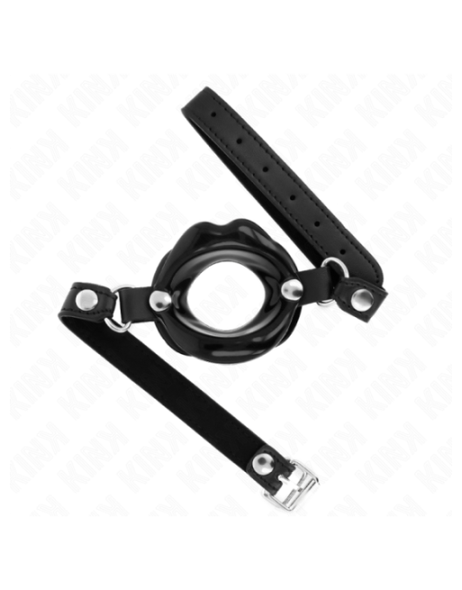 KINK - BAVAGLIO LIP 8 CM CON CINTURINO IN SIMILPELLE NERA 63 x 2 CM REGOLABILE 39-58 CM