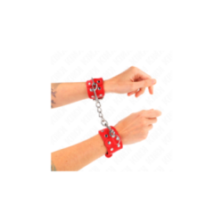 KINK - BRACCIALI CON DOPPIA LINEA DI BORCHIE REGOLABILI ROSSO