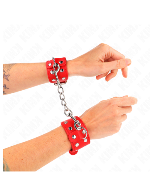 KINK - BRACCIALI CON DOPPIA LINEA DI BORCHIE REGOLABILI ROSSO