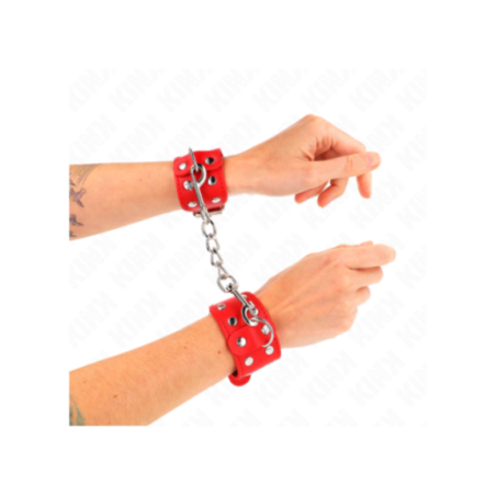 KINK - BRACCIALI CON DOPPIA LINEA DI BORCHIE REGOLABILI ROSSO