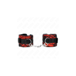 KINK - POLSO CORTO IN PIZZO DI VELLUTO E FASCIA IN NYLON ROSSO / NERO 23 X 6,5 CM