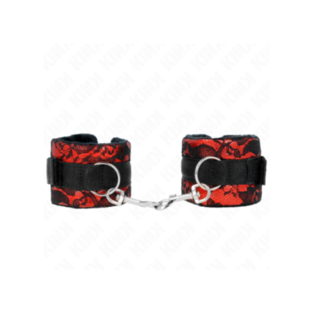 KINK - POLSO CORTO IN PIZZO DI VELLUTO E FASCIA IN NYLON ROSSO / NERO 23 X 6,5 CM