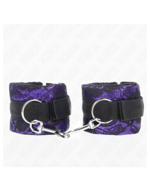 KINK - RESISTENZA DA POLSO CORTA IN PIZZO DI VELLUTO E FASCIA IN NYLON VIOLA/NERO 23 X 6,5 CM