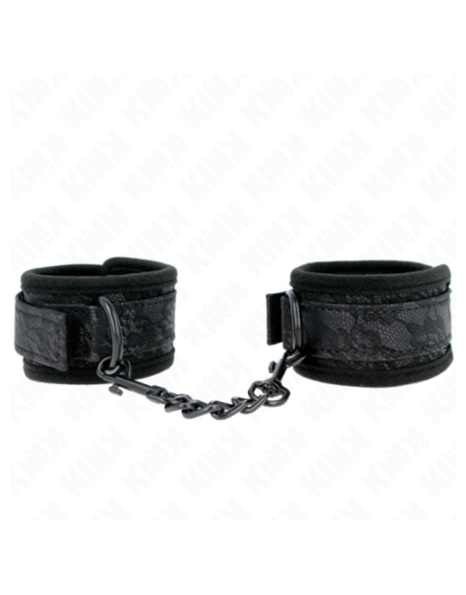 KINK - POLSI RICOPERTI DI PIZZO SCURO IN NEOPRENE REGOLABILE NERO 20-29 CM X 5 CM