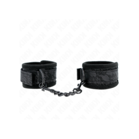 KINK - POLSI RICOPERTI DI PIZZO SCURO IN NEOPRENE REGOLABILE NERO 20-29 CM X 5 CM
