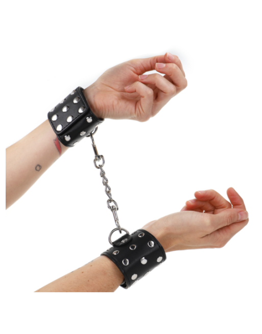 KINK - RESISTENZA DA POLSO CON CHIUSURA A SCATTO COMPLETA DI RIVETTI NERA REGOLABILE 19-24 CM X 5,5 CM