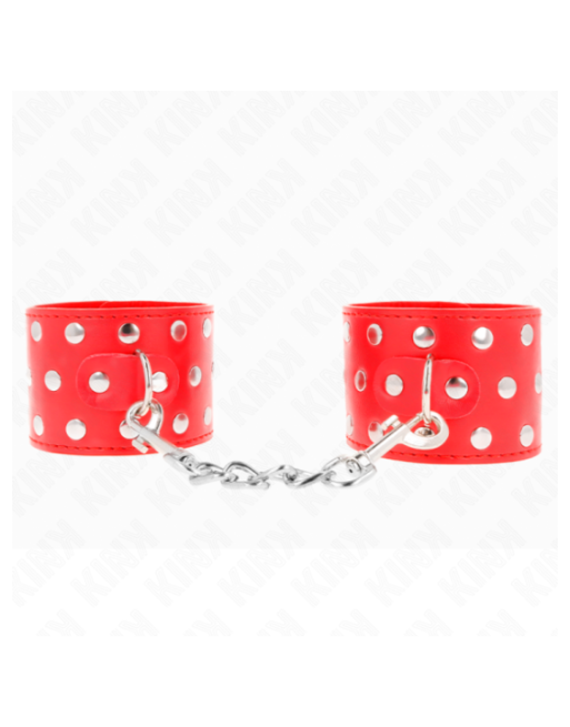 KINK - RESISTENZA DA POLSO CON CHIUSURA A SCATTO COMPLETA DI RIVETTI ROSSO REGOLABILE 19-24 CM X 5,5 CM