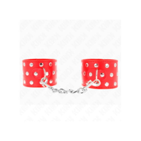 KINK - RESISTENZA DA POLSO CON CHIUSURA A SCATTO COMPLETA DI RIVETTI ROSSO REGOLABILE 19-24 CM X 5,5 CM