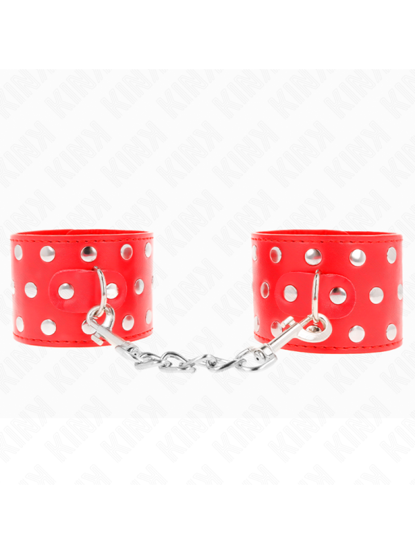KINK - RESISTENZA DA POLSO CON CHIUSURA A SCATTO COMPLETA DI RIVETTI ROSSO REGOLABILE 19-24 CM X 5,5 CM