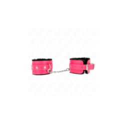 KINK - POGGIPOLSI PREMIUM FODERATI IN PELLICCIA NERI CON CINTURA ROSA LAMPONE REGOLABILE 17-29 CM X 6 CM