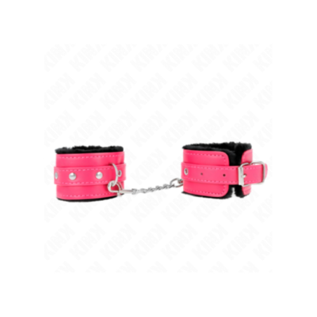 KINK - POGGIPOLSI PREMIUM FODERATI IN PELLICCIA NERI CON CINTURA ROSA LAMPONE REGOLABILE 17-29 CM X 6 CM