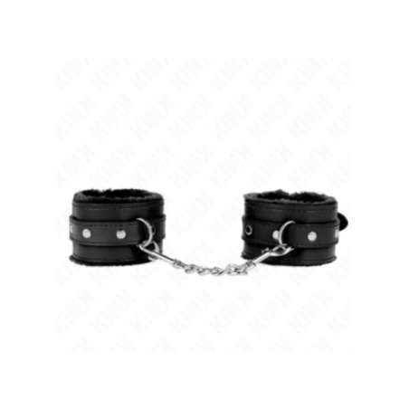 KINK - RESISTENZA DA POLSO PREMIUM FODERATA IN PELLICCIA NERA CON CINTURA NERA REGOLABILE 17-29 CM X 6 CM